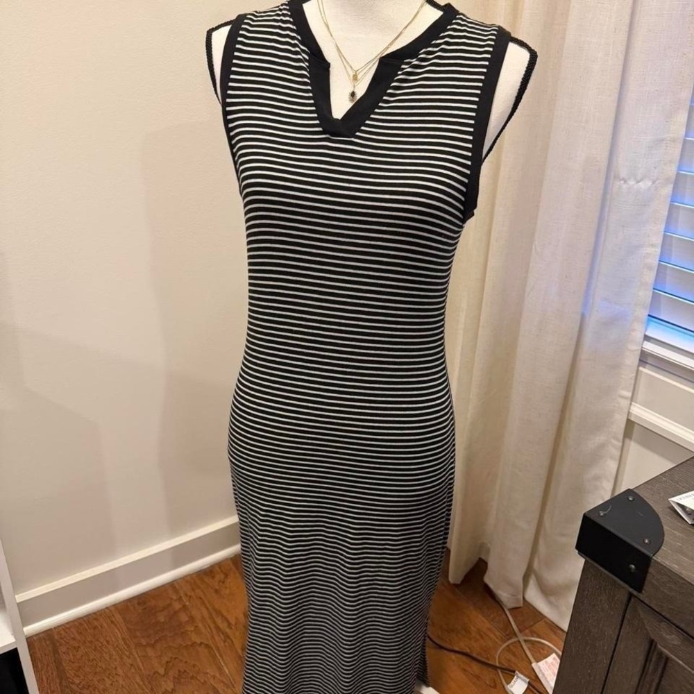 One Clothing Los Angeles Striped Maxi Dress Womens Medium Black White Sleeveless